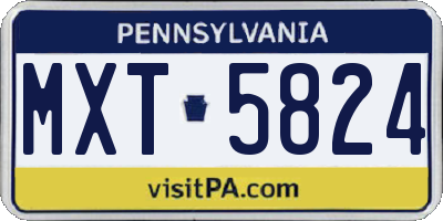 PA license plate MXT5824