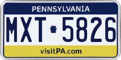 PA license plate MXT5826