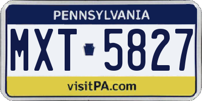 PA license plate MXT5827