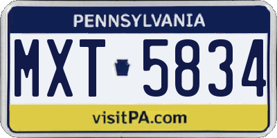 PA license plate MXT5834
