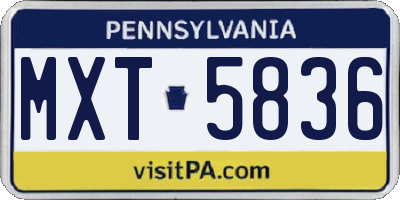PA license plate MXT5836