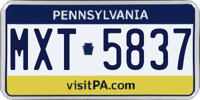 PA license plate MXT5837