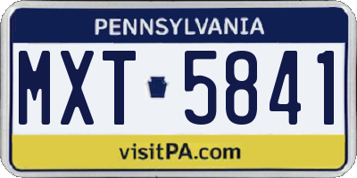 PA license plate MXT5841