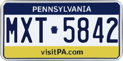 PA license plate MXT5842
