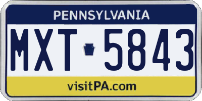 PA license plate MXT5843