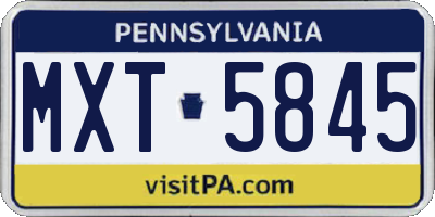 PA license plate MXT5845