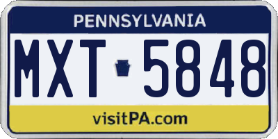 PA license plate MXT5848