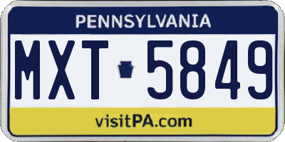 PA license plate MXT5849