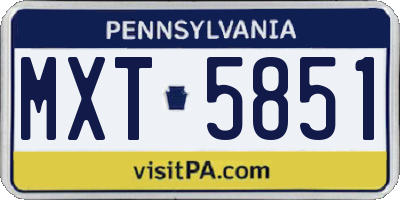 PA license plate MXT5851