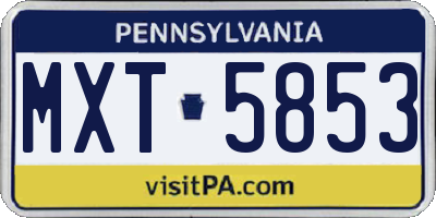PA license plate MXT5853