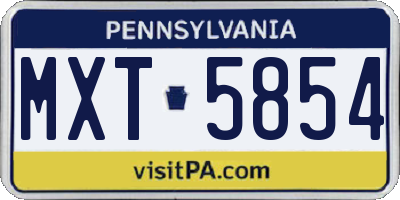 PA license plate MXT5854