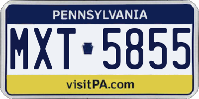 PA license plate MXT5855