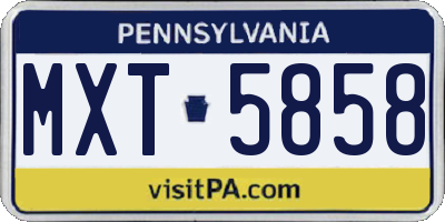 PA license plate MXT5858