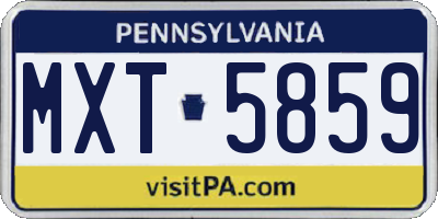 PA license plate MXT5859