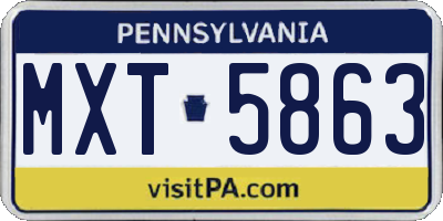 PA license plate MXT5863