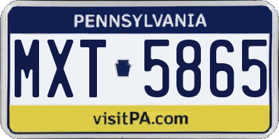 PA license plate MXT5865