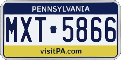 PA license plate MXT5866