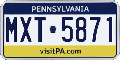 PA license plate MXT5871