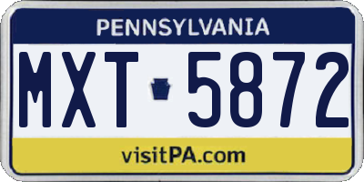 PA license plate MXT5872