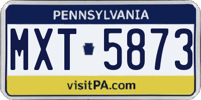 PA license plate MXT5873