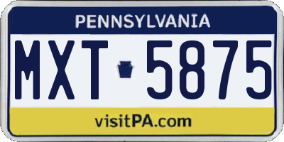 PA license plate MXT5875