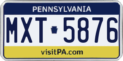 PA license plate MXT5876