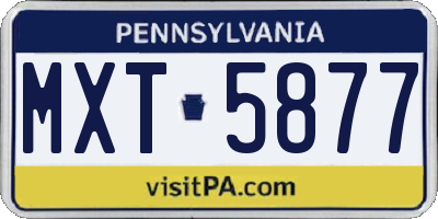 PA license plate MXT5877