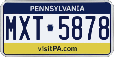 PA license plate MXT5878