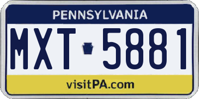 PA license plate MXT5881