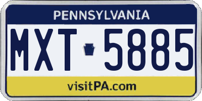 PA license plate MXT5885