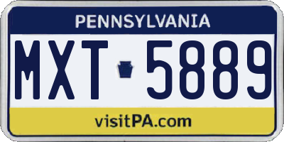 PA license plate MXT5889