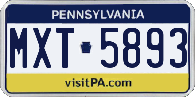 PA license plate MXT5893