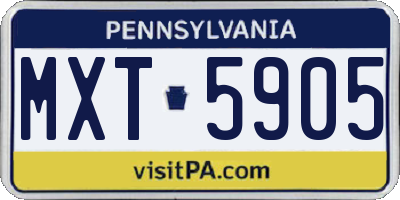 PA license plate MXT5905