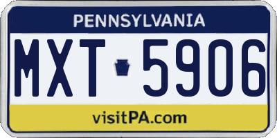 PA license plate MXT5906