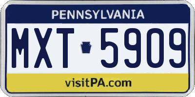 PA license plate MXT5909