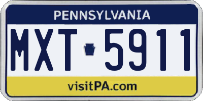PA license plate MXT5911