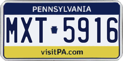 PA license plate MXT5916