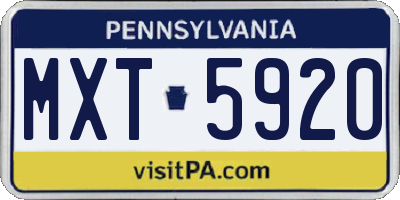PA license plate MXT5920