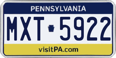 PA license plate MXT5922