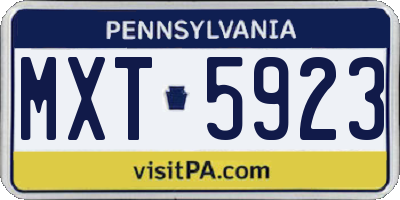 PA license plate MXT5923