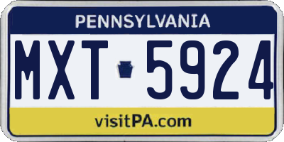 PA license plate MXT5924