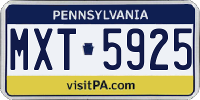 PA license plate MXT5925
