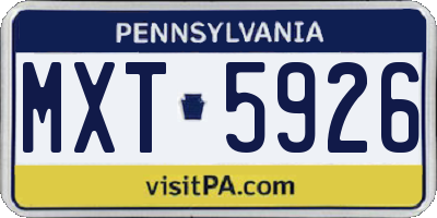 PA license plate MXT5926