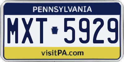 PA license plate MXT5929