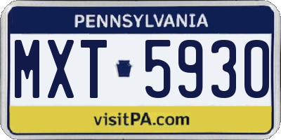 PA license plate MXT5930