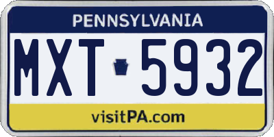 PA license plate MXT5932