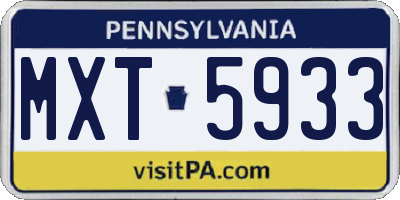 PA license plate MXT5933