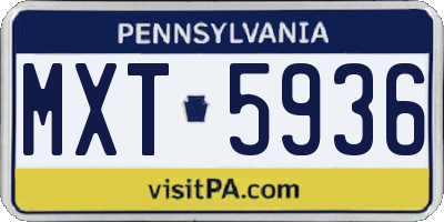 PA license plate MXT5936