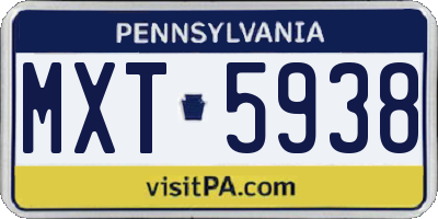 PA license plate MXT5938