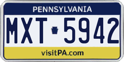 PA license plate MXT5942